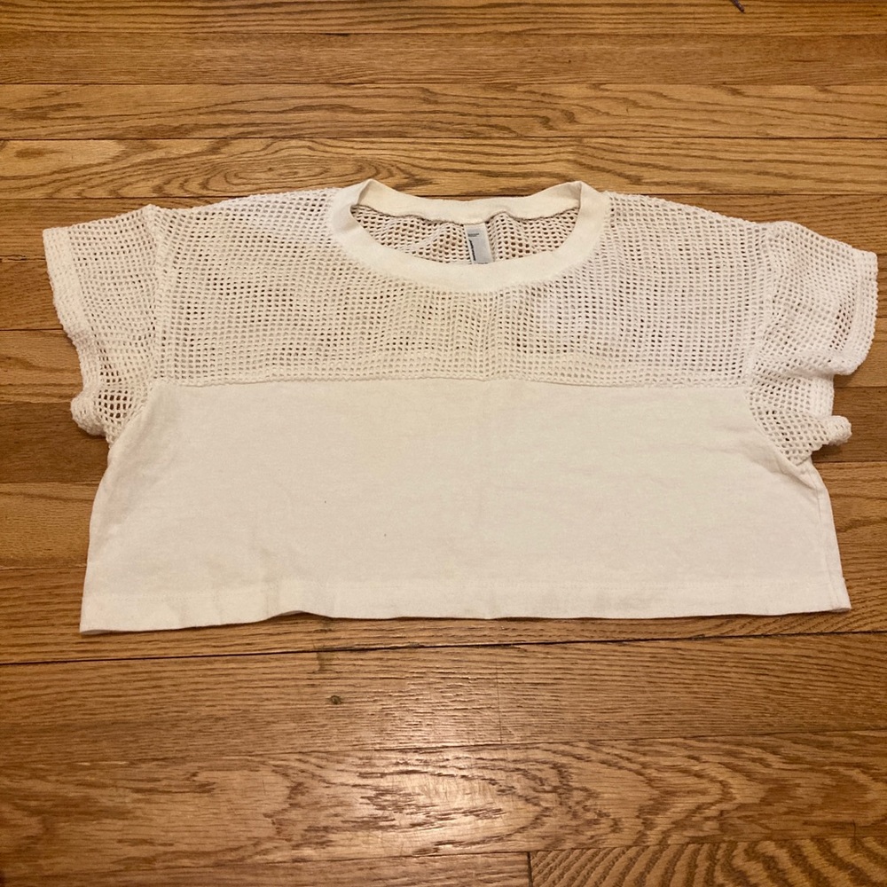 American Apparel Cropped Mesh T shirt white